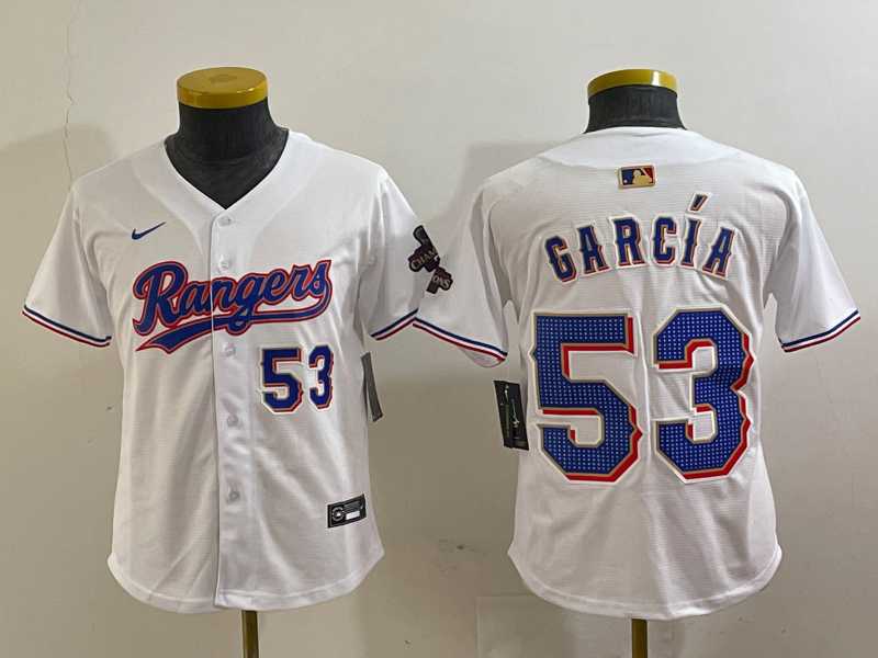 Youth Texas Rangers #53 Adolis Garcia Number White 2024 Gold Collection Limited Cool Base Jersey,We sell and wholesale Youth Texas Rangers #53 Adolis Garcia Number White 2024 Gold Collection Limited Cool Base Jersey on line form chian!